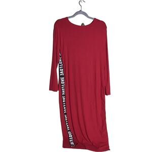 Ashley Stewart Dress Sz. 14/16 NWT Red Ribbed Midi Stretch Long/SL
